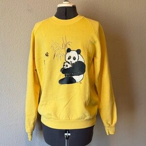 Vintage 80s sweatshirt yellow with sequin Panda